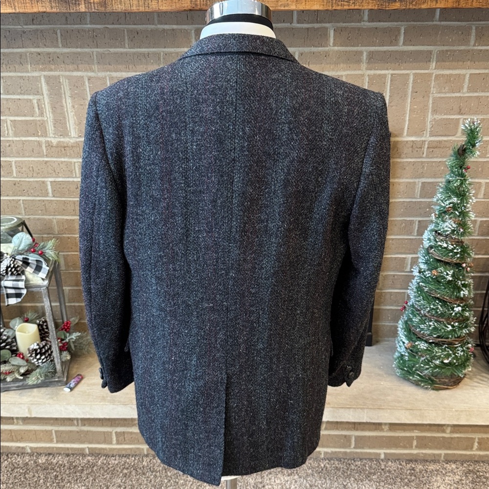 Harris Tweed mens 42L gray stripe 100% wool 2-button vintage blazer EUC - Picture 5 of 11